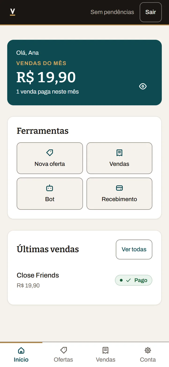 Print real: a venda paga aparecendo no painel